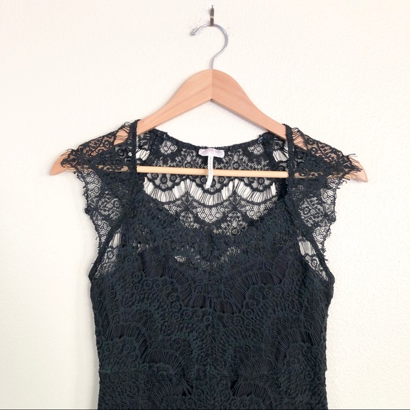 FREE PEOPLE Peek a Boo Black Lace Slip Dress - Picture 4 of 7